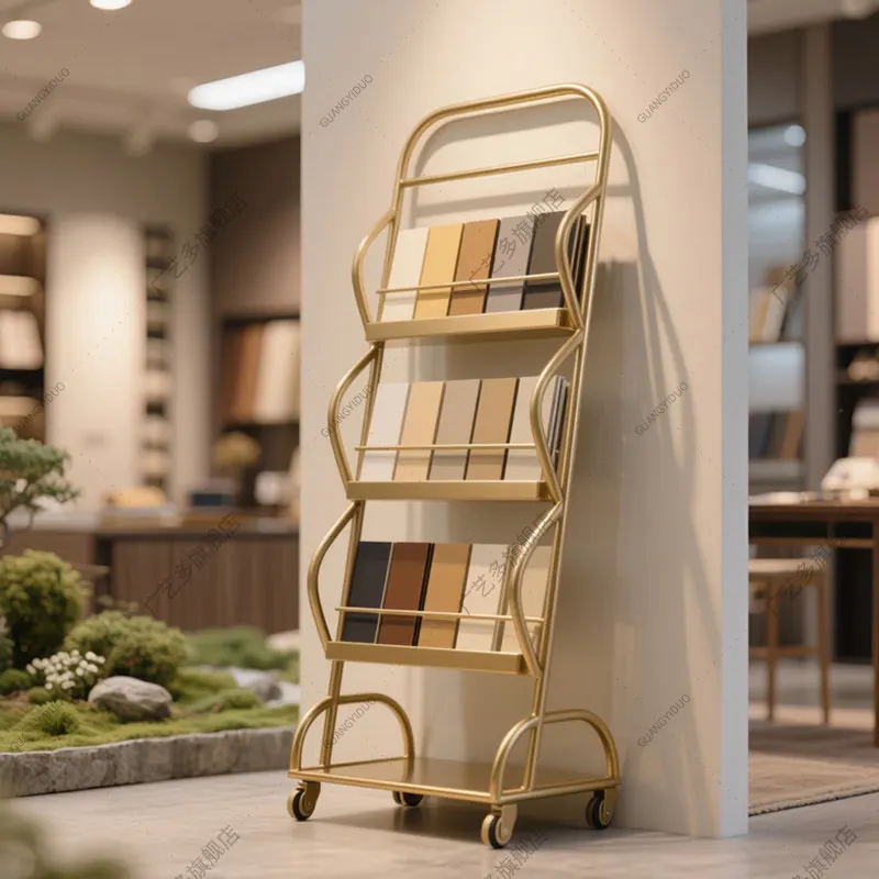 

Cabinet Door Panel Display Rack Tile Swatch Card Sample Block Cart Stone Floor Tile Sample Board Vertical Display Rack with