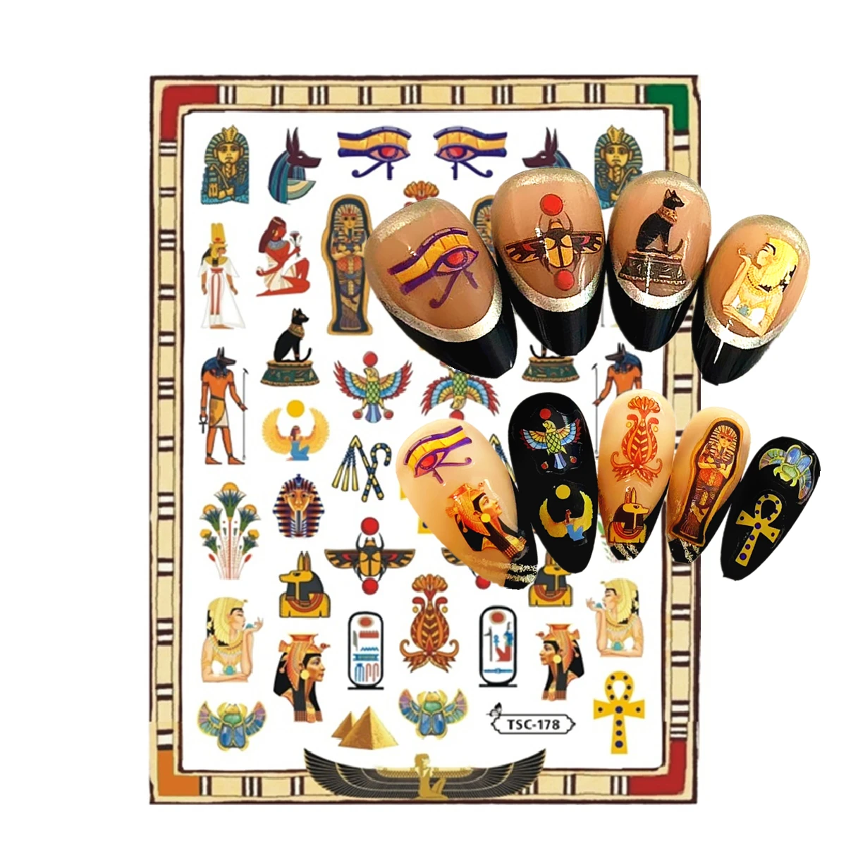 Egyptian cultural mummy elements 3d Nail sticker Nail Decal