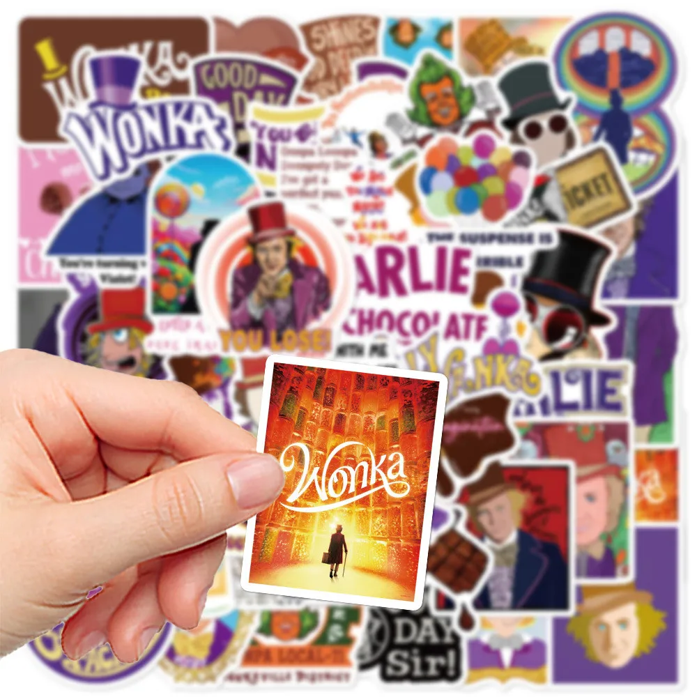 50 قطعة من ملصقات مصنع تشارلي والشوكولاتة - ديكور إبداعي عالي القيمة على طراز INS لحافظات الهاتف (متجر عوالم الرسوم المتحركة)