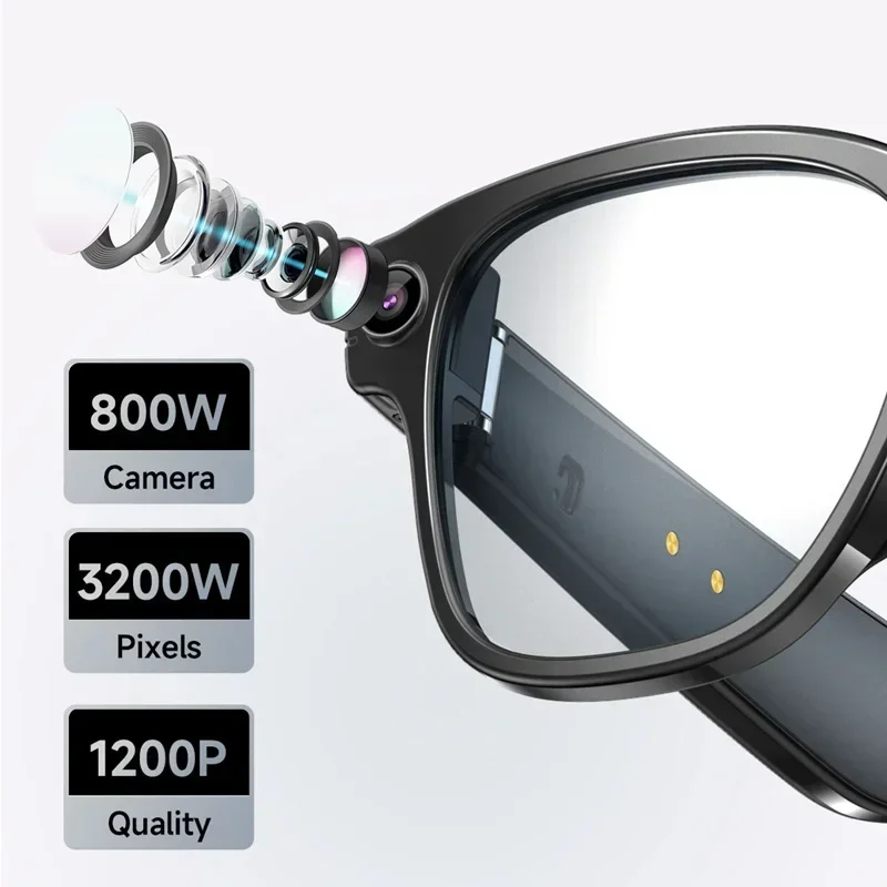 Lenovo 100MP Camera 8K HD Smart Glasses Chat GPT 260mAh Battery Bluetooth Call Voice Assistant Control Smart Glasses for Men