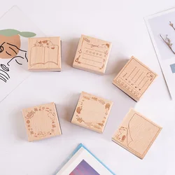 1Pc Vintage Message Frame Series Decoration Wooden Rubber Stamps for Scrapbooking Stationery Diy Craft Cute Cat Standard Seal