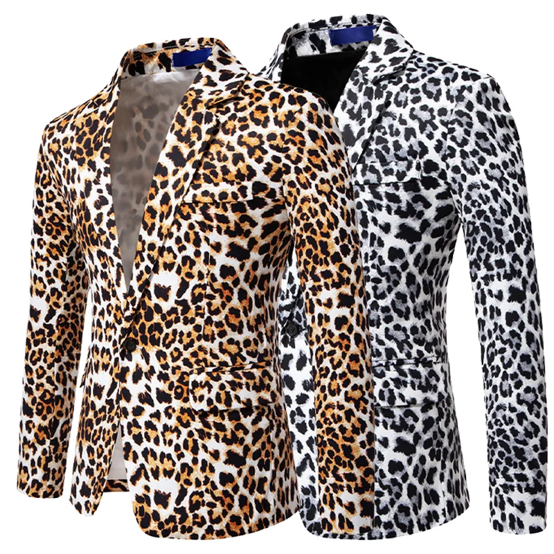 New Men Wild Leopard Print Long-sleeved Casual Suit Comfortable Fashion Shopping Suit Jacket