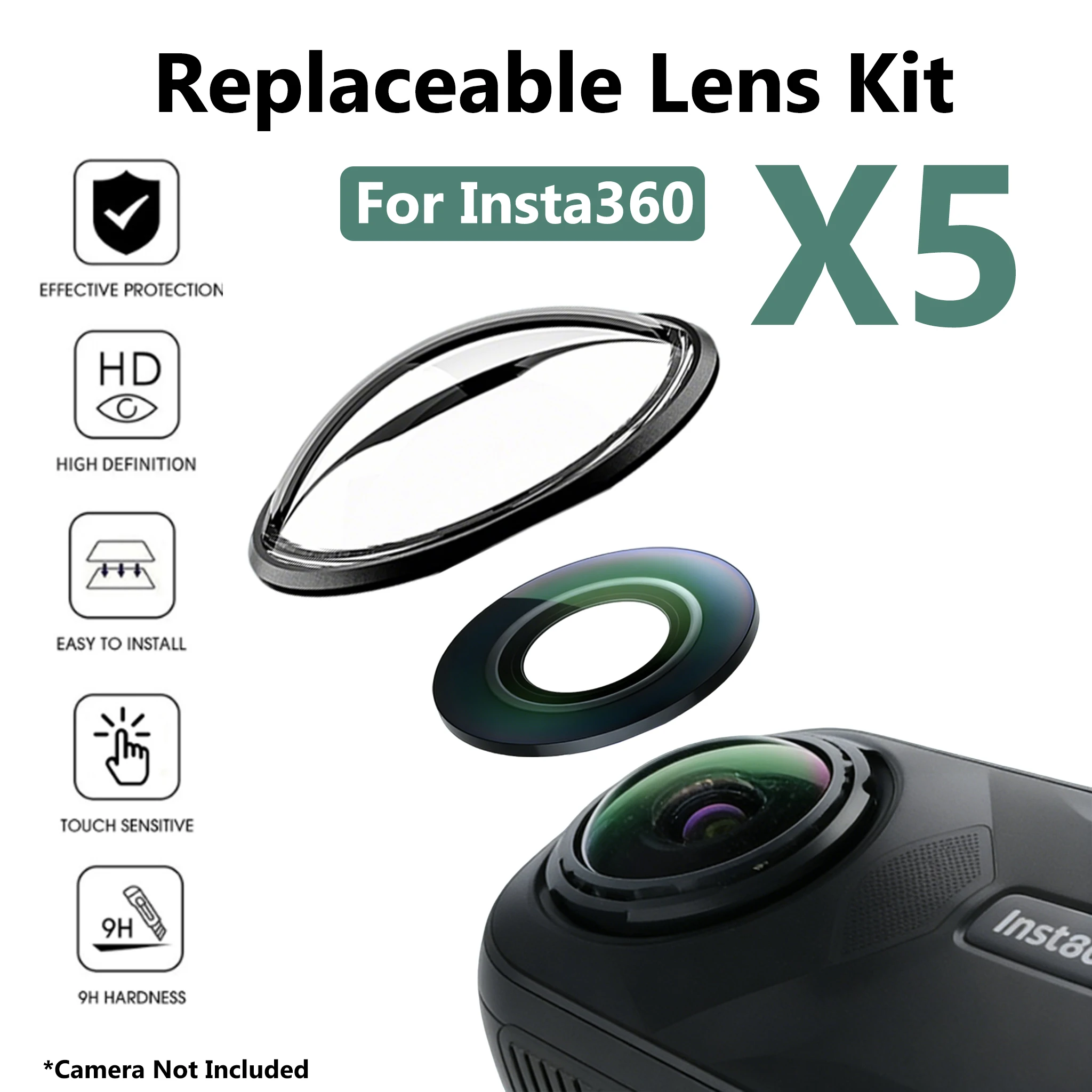 

Premium Lens Guards for Insta360 X5 Camera Protector Cover Accessories for Insta 360 X5 Dustproof HD Protective Lens Cap Set
