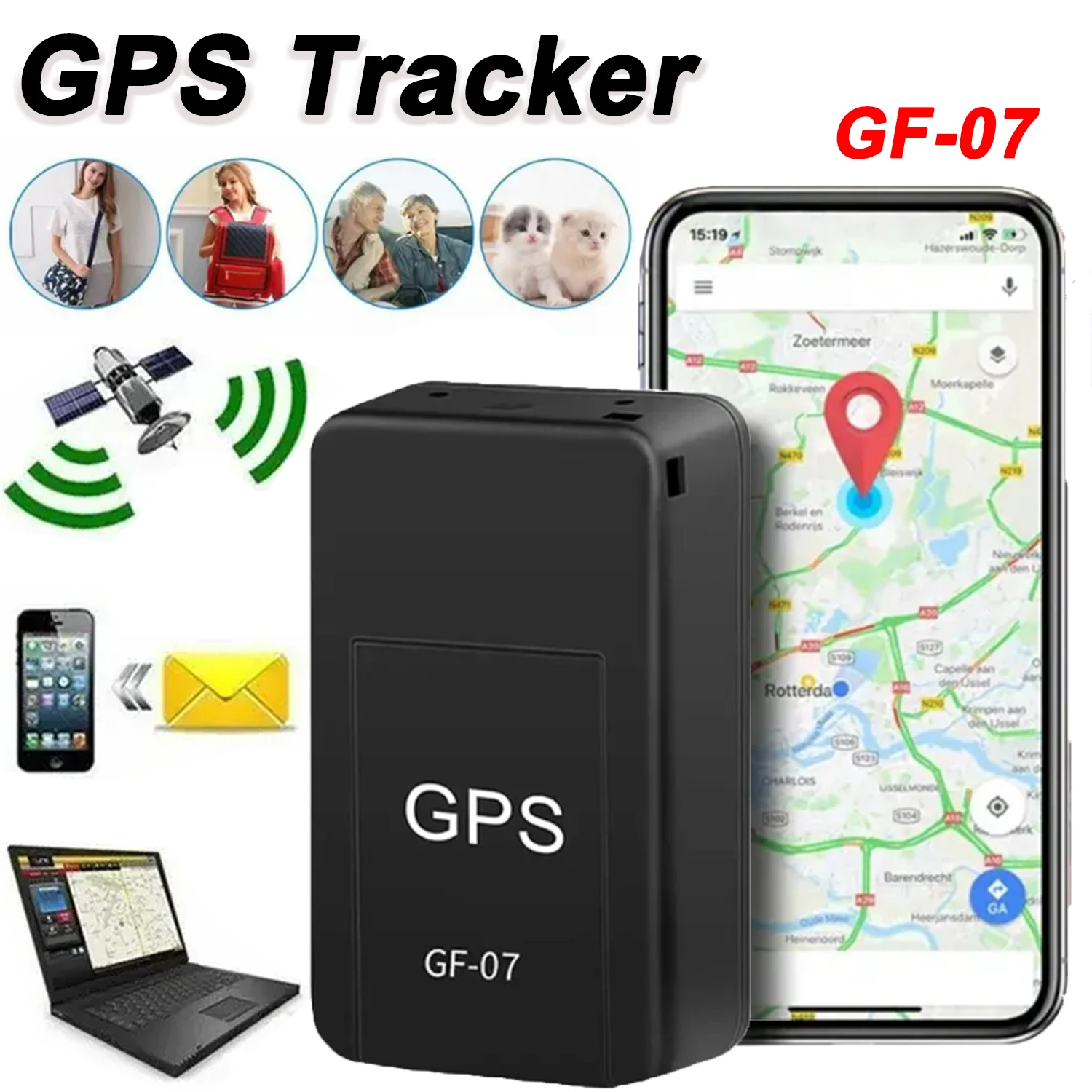CarTracker seguimiento en tiempo Real antirrobo localizador Mini GF-07 magnético GPS Auto fuerte montaje magnético SIM posicionador de mensajes