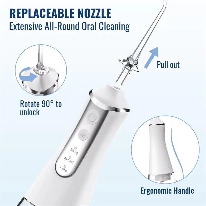 XIAOMI Dental Munddusche Wasser Flosser Gewinde Zähne Pick Mund Waschmaschine 5 Düsen 3 Modi USB wiederaufladbar 300 ml Tank