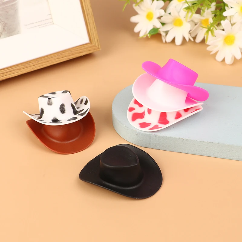 10Pcs Mini Plastic Doll Hat Western Cowboy Hat Cowgirl Hat For Dolls Decoration Accessories Cartoon Toys