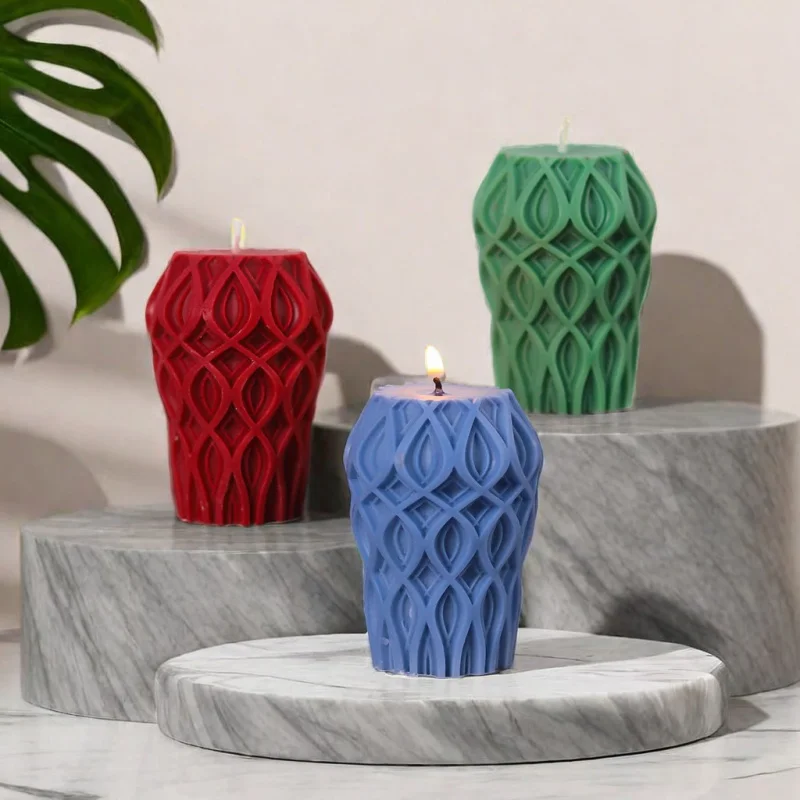 Grid Geometric Silicone Aromatherapy Candle MouldDIYHome Decoration Mold Gypsum Mold