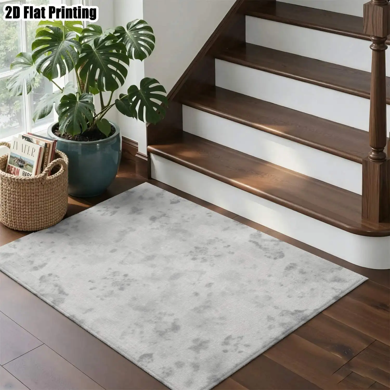 1Pc 2D Printed Light Gray Abstract Spot Nordic/Instagram/Modern Minimalist/European/Vintage Carpet, Multi-Size, Machine Washable, Ideal for Entrance, Dining, Foyer, Bedroom, Living Room as a Floor Mat/Home Decor