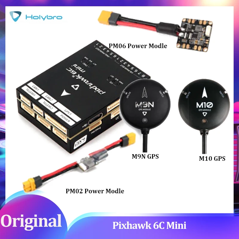 

Holybro Pixhawk 6C Mini Flight Controller STM32H743 with PM02 V3 12S / PM06 14S Power Module and M9N / M10 GPS for RC FPV Drone