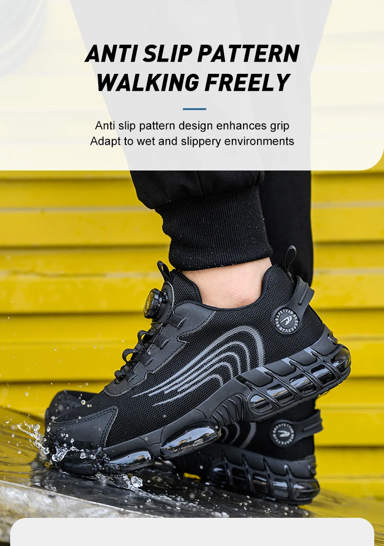 Rotierende Knopf Sicherheitsschuhe Männer Stahlkappe Sneaker Air Kissen Arbeit Mann Pannensichere Arbeitssicherheit Industrielle Schutzschuhe – Detail 13