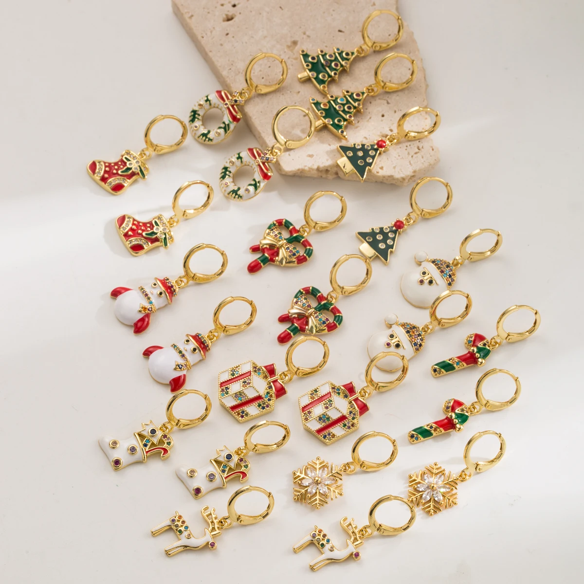 Christmas Decorations Santa Claus Hats Socks Shoes Snowflake Tree Gifts Pendants Earrings