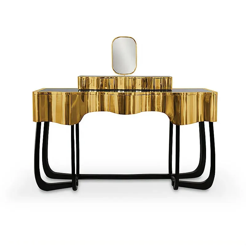 

Light luxury dresser, high-end modern villa, large flat-floor bedroom, stainless steel creative storage, makeup table with