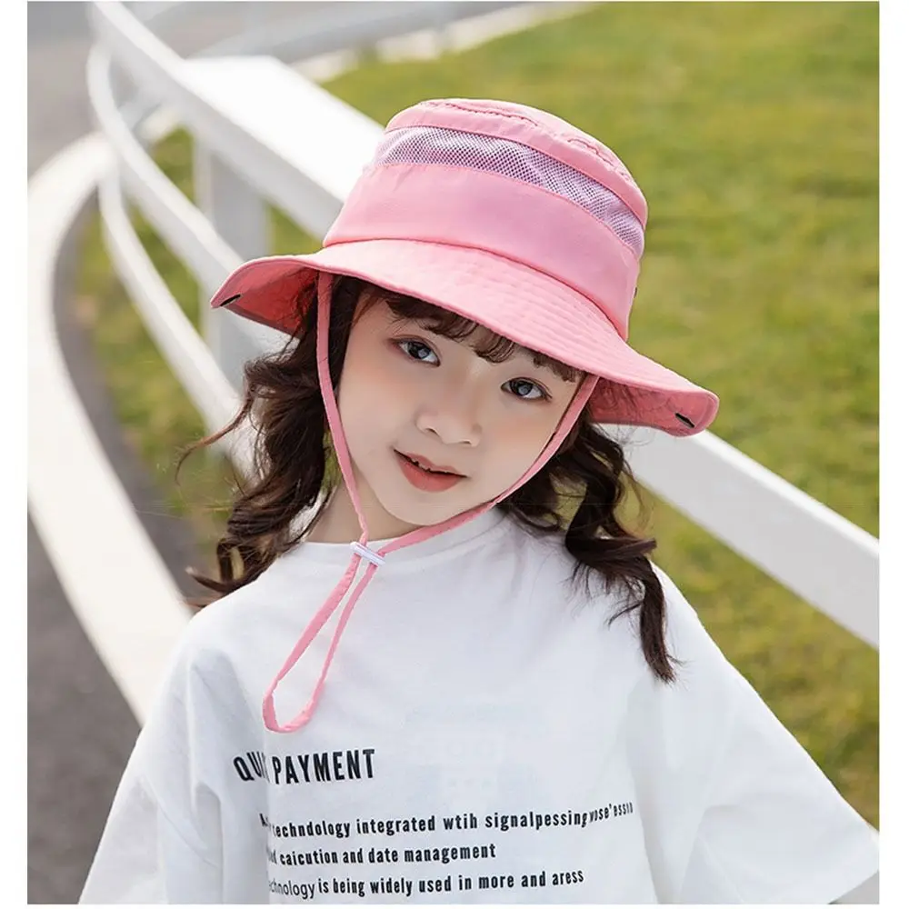 Children Summer Flap Cap Adjustable Wide Brim Cap Boy Girl Bucket Hats UV Protection Outdoor Beach Sun Hat