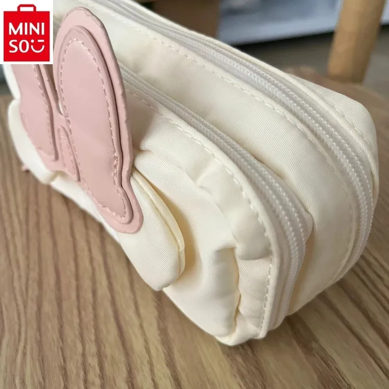 MINISO 디즈니 만화 미니 더블 레이어 스토리지 메이크업 가방, 학생 달콤하고 귀여운 체인지 허리 가방