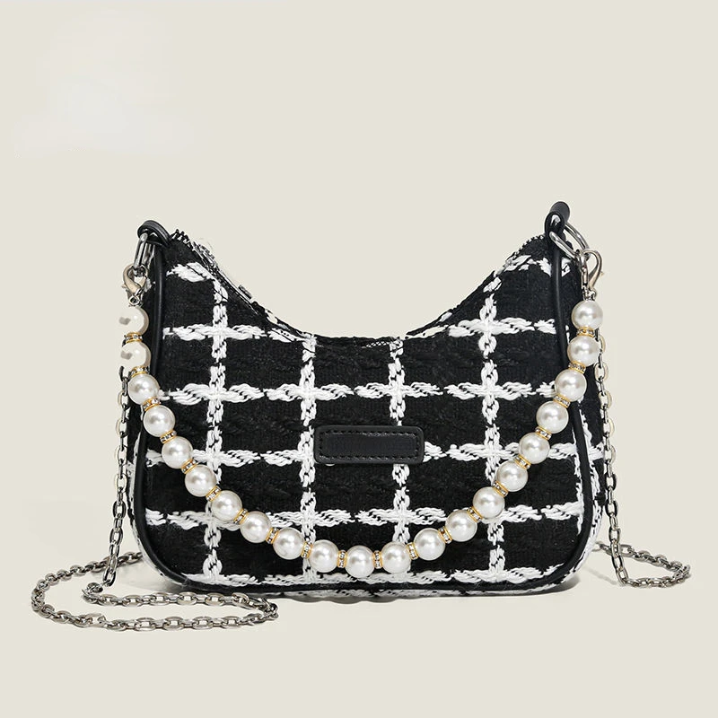 Female Bag 2023 High-value Bag Women's Handbag Niche French Pearl Chain Crossbody Bag One-shoulder Armpit Bag Messenger Bag