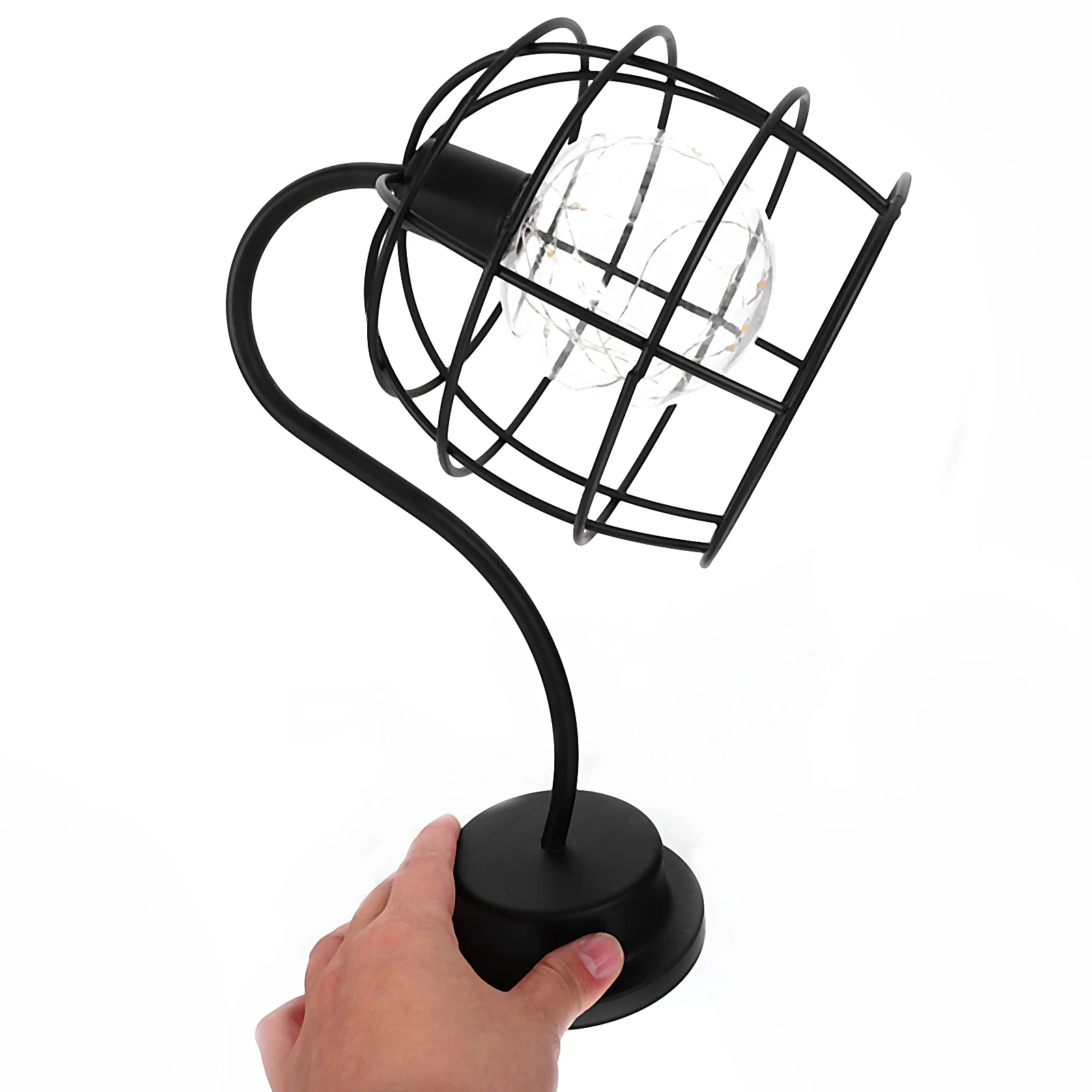 

Retro Reading Lamp Decorative Night Light Iron Wire Cage Bedside Table Lantern for Desk Study Small Office Modern Vintage LED