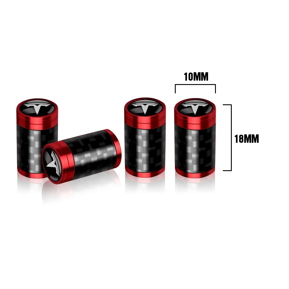 4pcs/set Car Carbon fiber pattern Tire Valve Dust Cover For Tesla Model Y Model 3 wheels Valve caps Auto Accessories