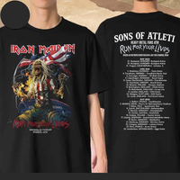 Exclusive Commemorative Pure Cotton T-shirt for Iron Maiden Run for Your Lives World Tour Performances in Multiple Countries
