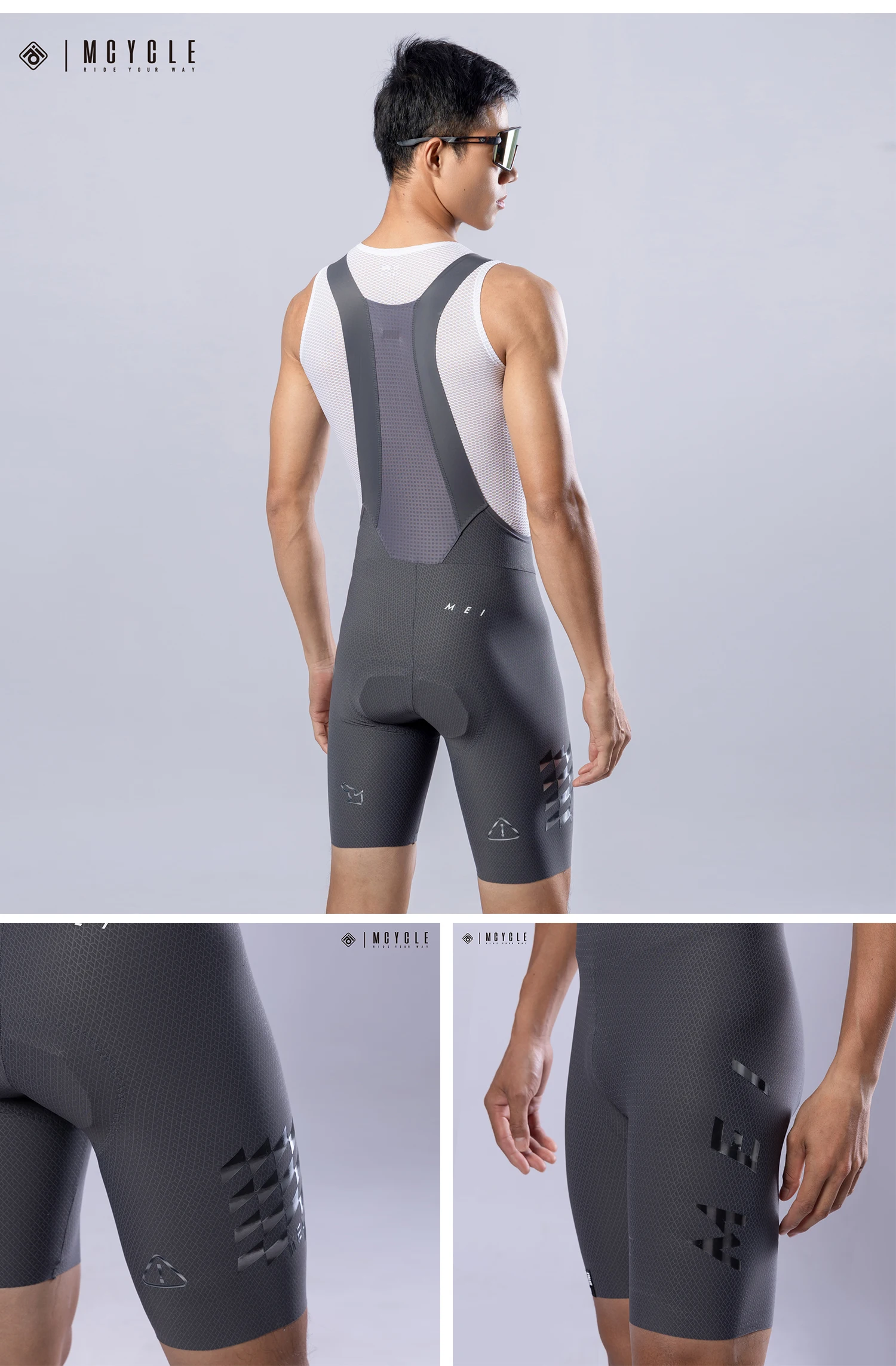 Mcycle Neue Stil Bike Shorts Strumpfhosen Anpassen Atmungsaktive Gepolsterte Fahrrad Shorts Nahtlose Radfahren Trägerhose Für Mann – Detail 15