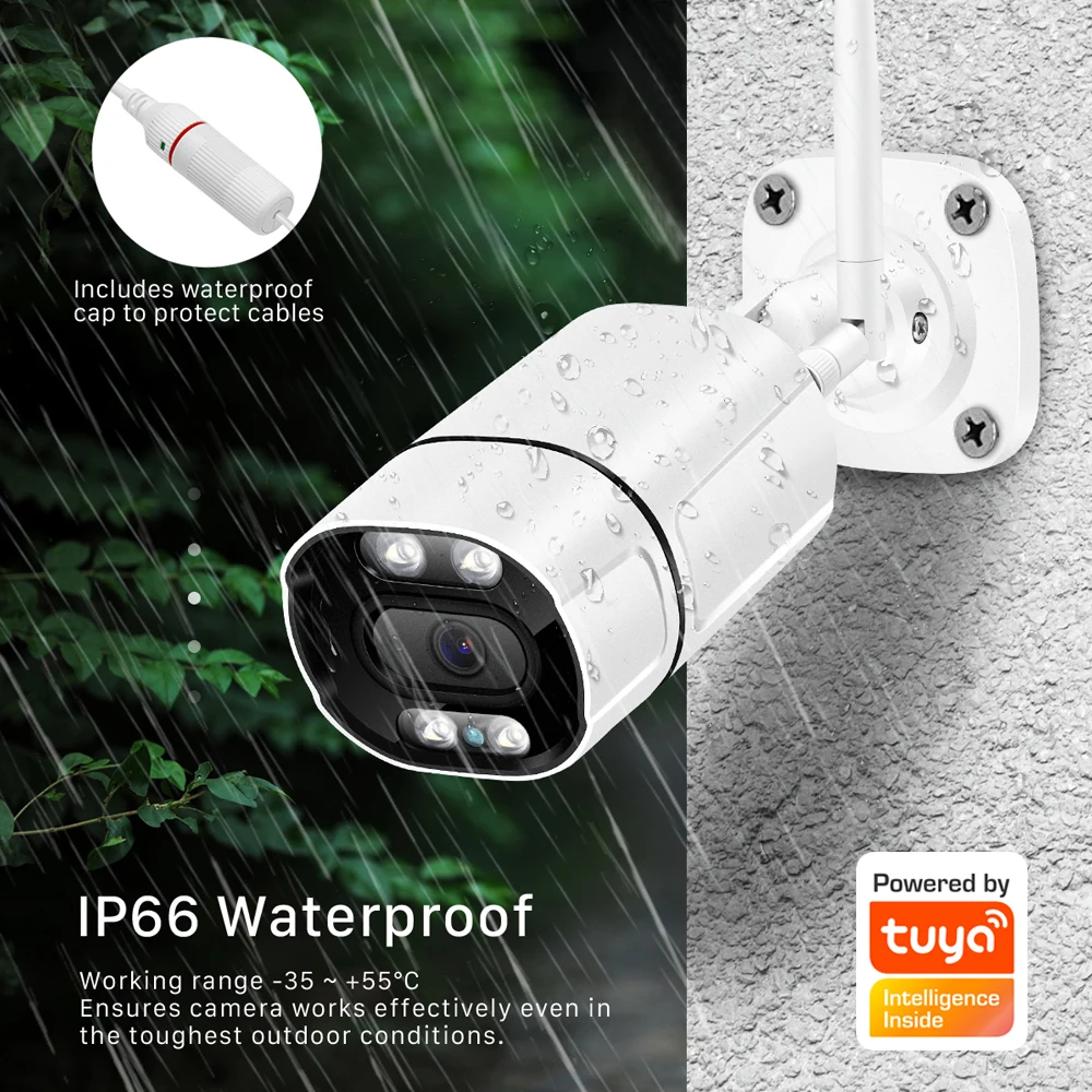 2MP 1080P Tuya APP Outdoor Water-proof IP Bullet  Camera AI Humanoid Motion Detection  Intercom Baby Monitor