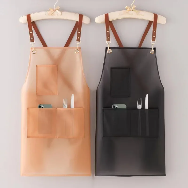 New Style Apron Waterproof and Oil-proof Work No-wash Cute Kitchen Home Transparent Apron Catering Aquatic Work Clothes