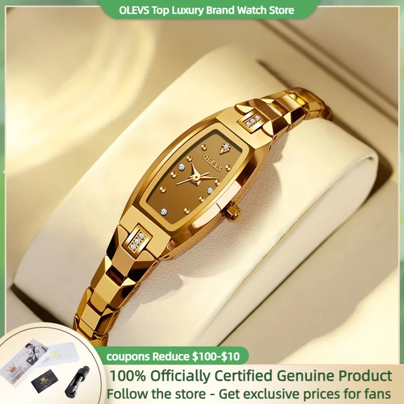 

OLEVS Women's Watches Elegant Tonneau Small Dial Original Watch for Girl Waterproof Tungsten Steel Material Fashion Trend Gift