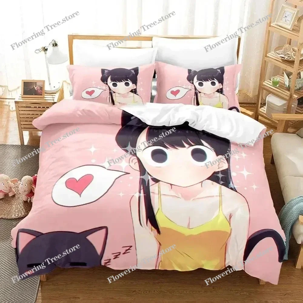 

3d Anime Komi-san wa, Komyushou desu Bedding Set Boys Girls Twin Queen Size Duvet Cover Pillowcase Bed Kids Adult Home Textiles