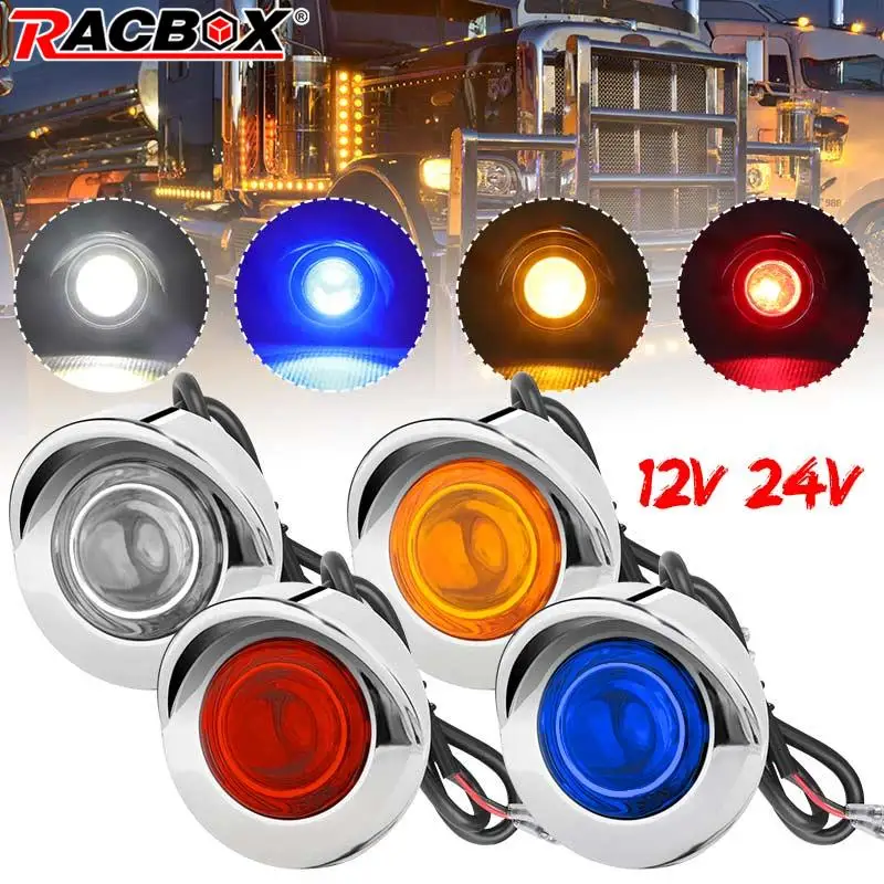 LED Side Brake Light with Cap 12V 24V Turn Signal Lamp Red White Yellow Blue for Yatch Boat Ship Semi-Trailer Truck Waterproof