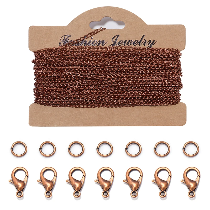 3 mt/satz Schwanz Extender Kette Link Ketten Mit Jump Ringe Karabiner Schmuck Machen Set Halskette Ketten DIY Halskette Materialien – Detail 4