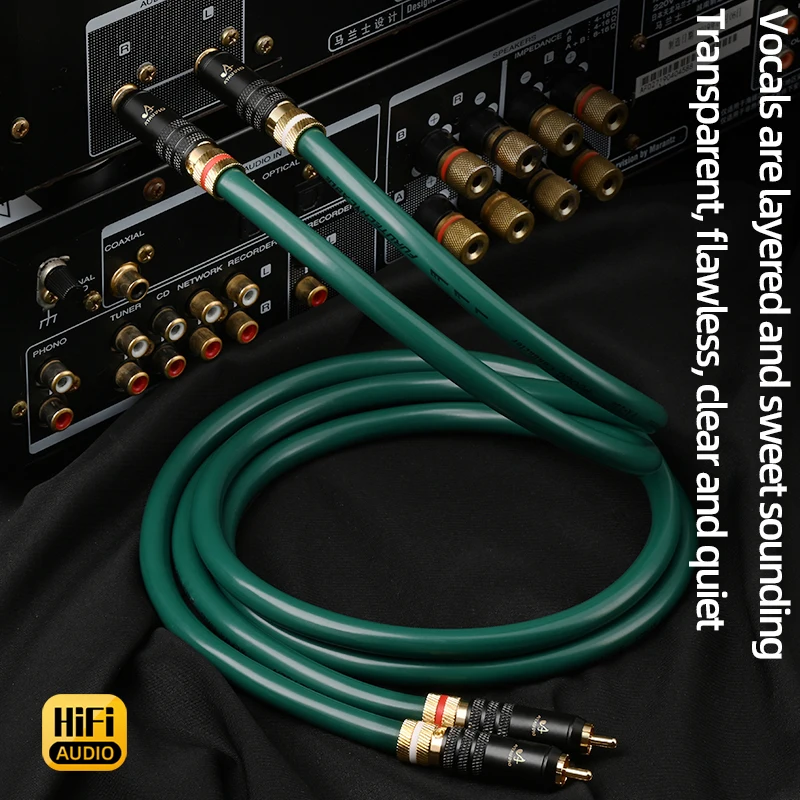 ATAUDIO HiFi RCA Cable for CD Player Amplifier 7N OCC 2-core with Shielding Hi-end Audio Cord 2RCA Male to 2RCA Male Wire