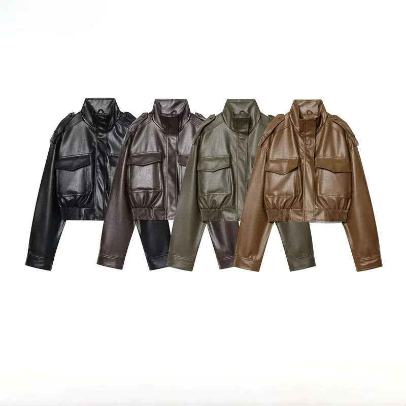 

Faionable Basic Jaet из искусственной кожи, женское осенне-зимнее новое поступление, воротник-стойка на молнии, простое пальто, всесезонное