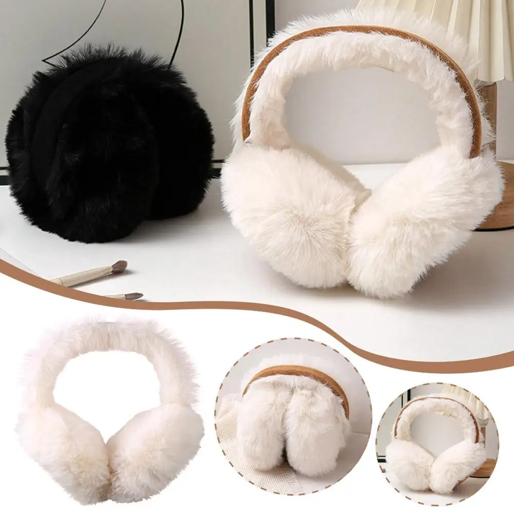 Fashion Plush Ear Muffs Foldable Thicken Ear Cover for Women Men Winter Warm Suede Earflap Outdoor Cold Protection Earmuffs A7I2