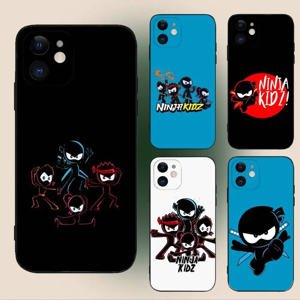 

Ninja Kidz Cool Phone Case For iPhone 16,15,14,13,12,11,Plus,Pro Max,XS,X,XR,SE,Mini,8,7 Soft Silicone Black Cover