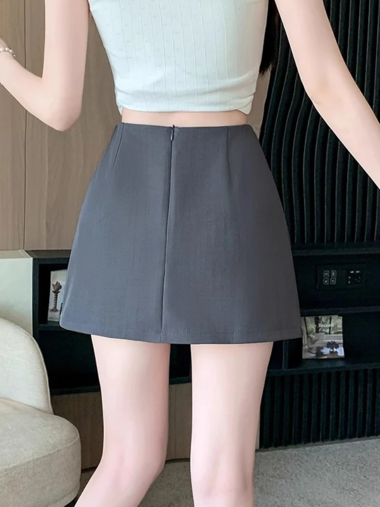 Calções de escritório feminino saia moda y2k divisão hip saias verão novo anti-luz tempero menina rua a linha culotte feminino