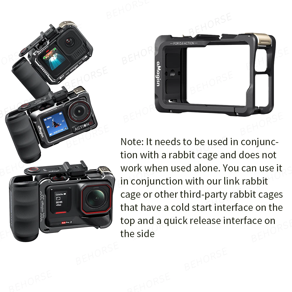 مقبض مقبض للتصوير الفوتوغرافي في الشوارع العالمي لـ Insta360 X5/Ace Pro 2/GoPro Hero 13/12 قبضة آمنة مضادة للاهتزاز لـ DJI Action 5 Pro