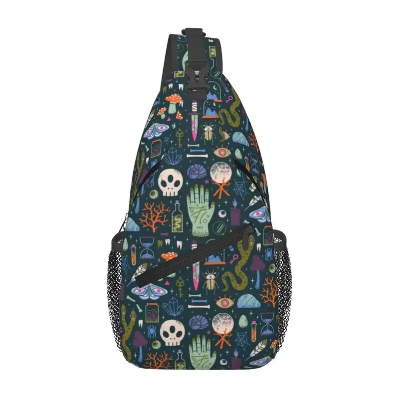 

Custom Witch Pattern Sling Crossbody Chest Bag Men Casual Shoulder Backpack for Travel Cycling