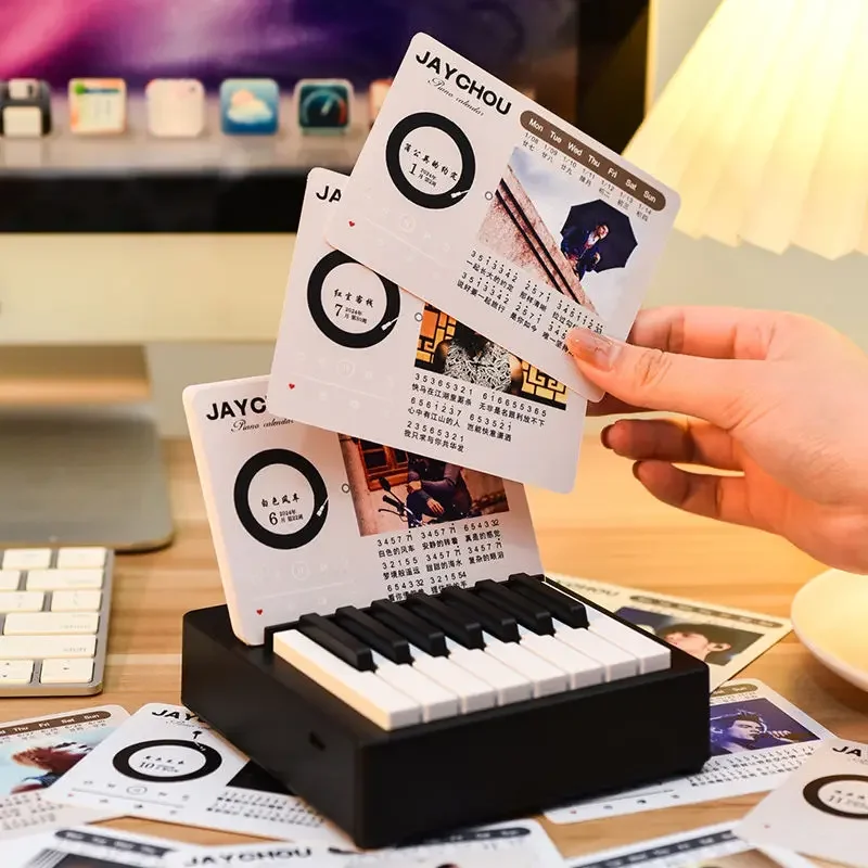 2024 Mini Piano Calendar Can Play Jay Chou, JJ Desk Calendar Desktop Ornaments Peripheral Birthday Gifts Dropshipping