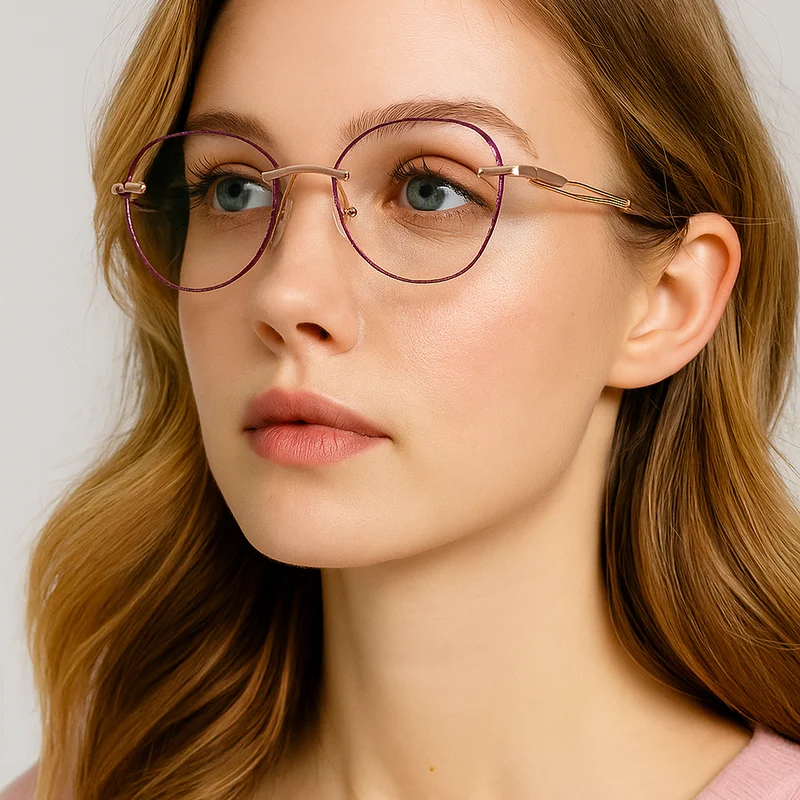 1 Stück Y2K Glitzer Retro Diamantschliff Lesebrille Blaulicht blockierende runde rahmenlose Brille für Unisex-Brillen +1,0 bis +4,0
