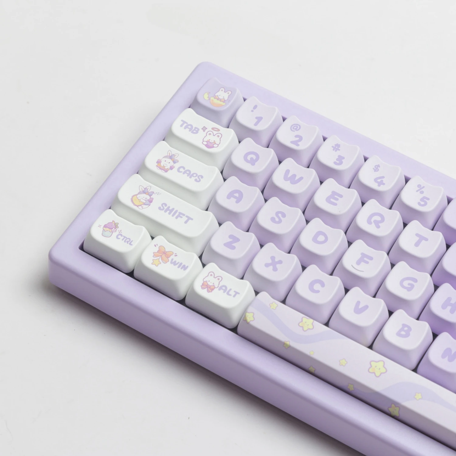 Imagem -04 - Mao-altura Pbt Keycaps para Teclado Mecânico Gaming Coelho Roxo Alice Layout 7u Space Bar Grande Conjunto Key Caps Teclado rt