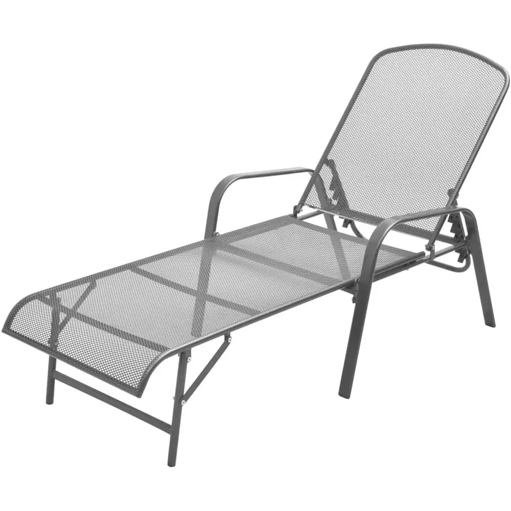 

Outdoor Adjustable Anthracite Patio Furniture Set with E-Coated Steel Chaise Lounger