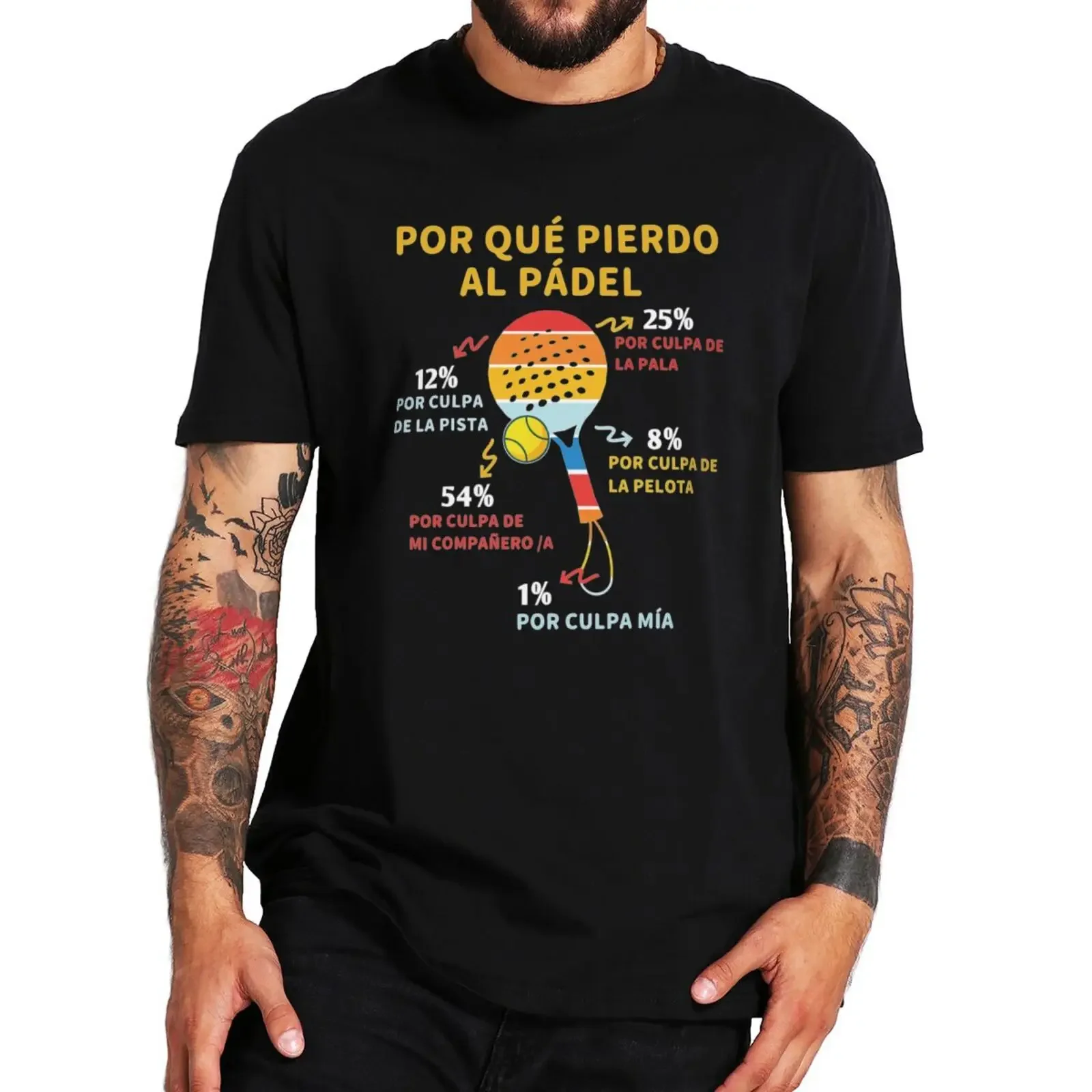 Spanish Text Porque Pierdo Al Padel Gift Tops Men tee shirt Retro Why I Lose Padel T Shirt EU Size Cotton Unisex Casual T-shirts