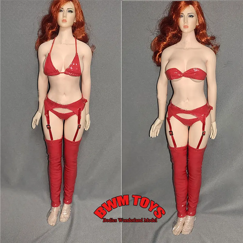 

In Stock 1/6 Scale Female Soldier Sexy Leather Strap High Tube Socks Underwear Set For 12inch Phicen S10D Action Figure Doll