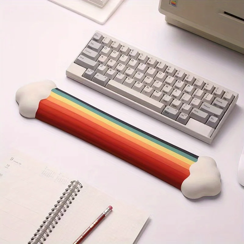 1szt Cute Cloud Rainbow Shaped Silicone Wrist Guard Mouse Pad Memory Cotton Keyboard Hand Support Mouse Pad Office Washable