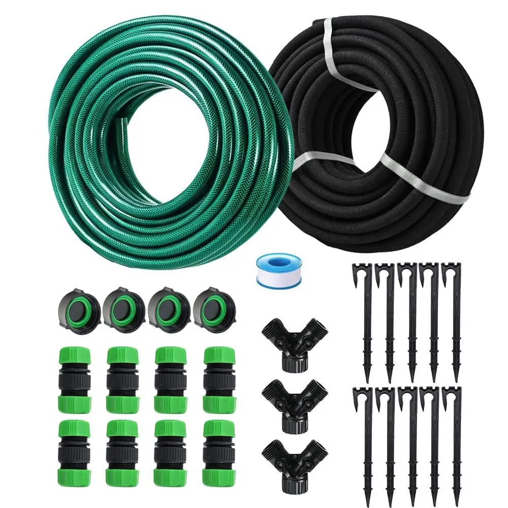 

Customizable Soaker Hose System, 1/2inch 75t Rubber Hose with 50t PVC Garden Hose, Drip Irrigation Watering Hose with Reinorced