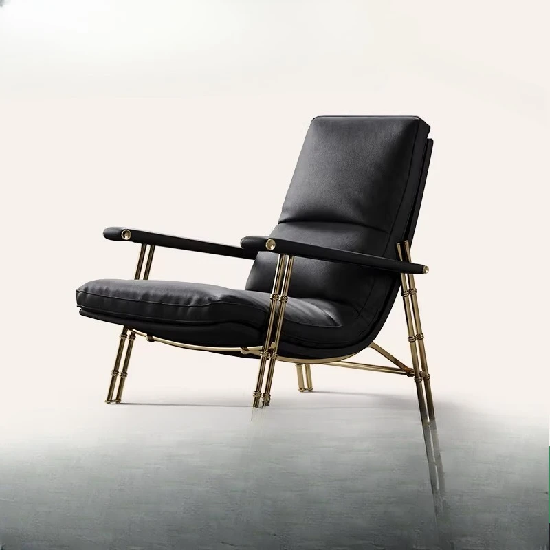 

Одноместный диван, кожаный, в итальянском минималистичном стиле для гостиной, балкона, элитной большой квартиры, оригинальный дизайн, кресло для отдыха