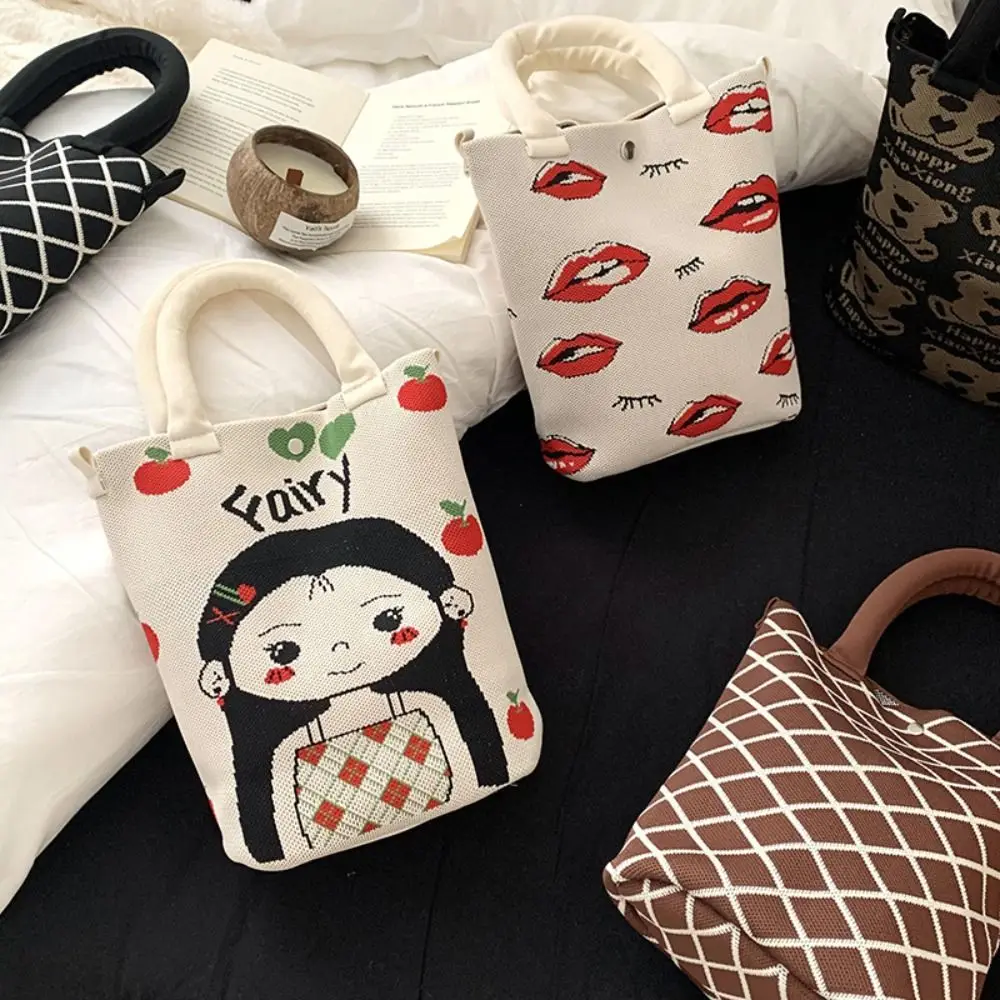 

Creative Lovely Cartoon Hand-held Bucket Bags Storage Tote Bag Large Capacity Handbag Reusable Simple Versatile Crossbody Bag