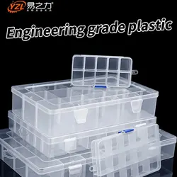 Portable Transparent Storage Box Grids Plastic Clear Organizer with Cover Box for Jewelry Earrings Screw Nails Parts