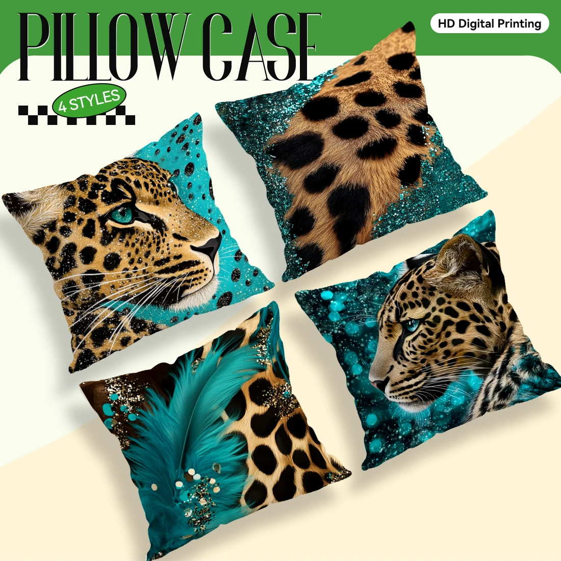 Bohemian Leopard Cushion Pillowcase Printed Polyester 45x45cm Throw Pillowcover Decorative Sofa Cushion Pillowslip Home Decor