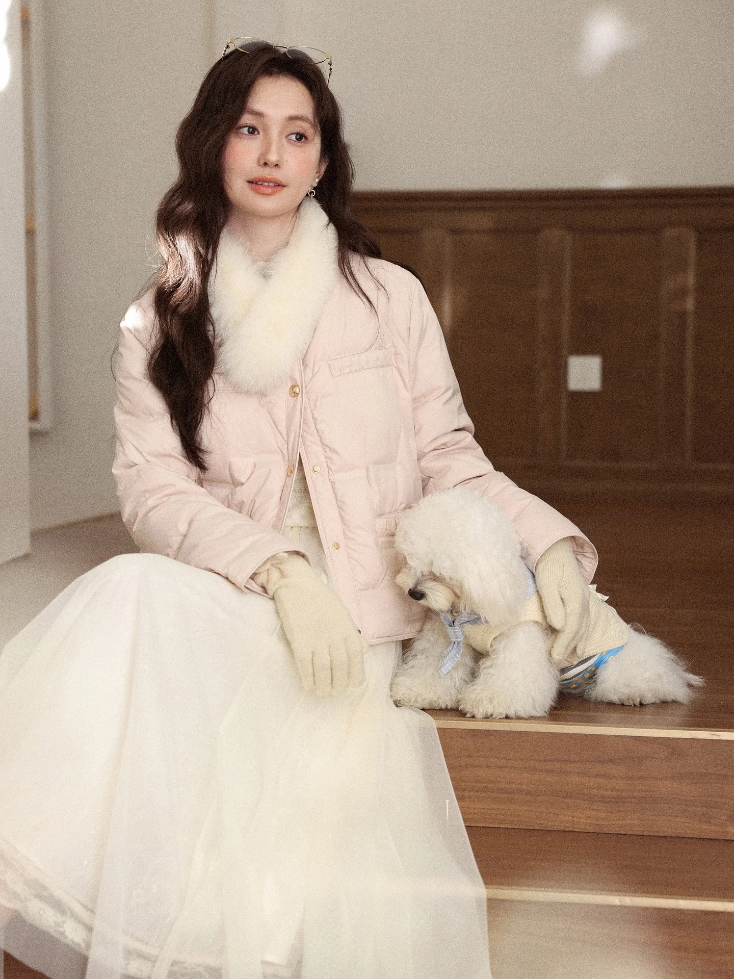 

Теплый розовый пуховик для женщин с круглым вырезом, осенне-зимнее повседневное пальто с высоким содержанием пуха (90% белый пух)