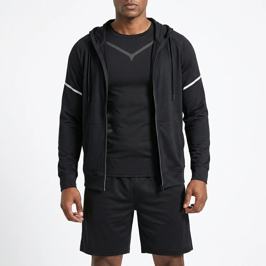 

Fitness Full Set Men Tracksuit for Marathon Training Cycling Jogging, Sportswear Gym Suit Running Sweatpants 3 Pcs Set